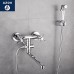 Azos Bidet Faucet Pressurized Shower Nozzle Brass Chrome Cold and Hot Switch Two Function Mop Pond Pet Bath Shower Room Round PJPQR018D - B07D1Z82TP